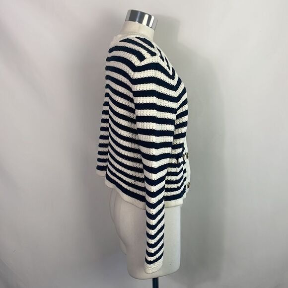 Na&sh Navy White Striped Cardigan - Picture 2 of 5